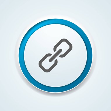 Beyaz zemin üzerine mavi yuvarlak düğmeye bağ simgesi