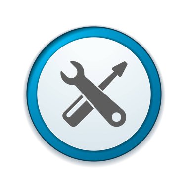 Araçlar simgesi beyaz zemin üzerine mavi yuvarlak düğmesi