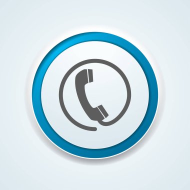  telefon alıcı düğme beyaz zemin üzerine mavi daire