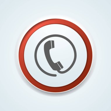  telefon alıcı düğme beyaz zemin üzerine kırmızı daire içinde