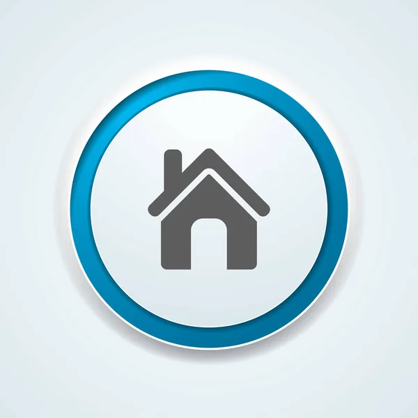 Blauer Knopf Mit Haussymbol Auf Weißem Hintergrund — Stockvektor