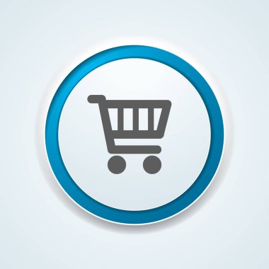 Alışveriş sepeti beyaz arka plan üzerinde yuvarlak düğmesi