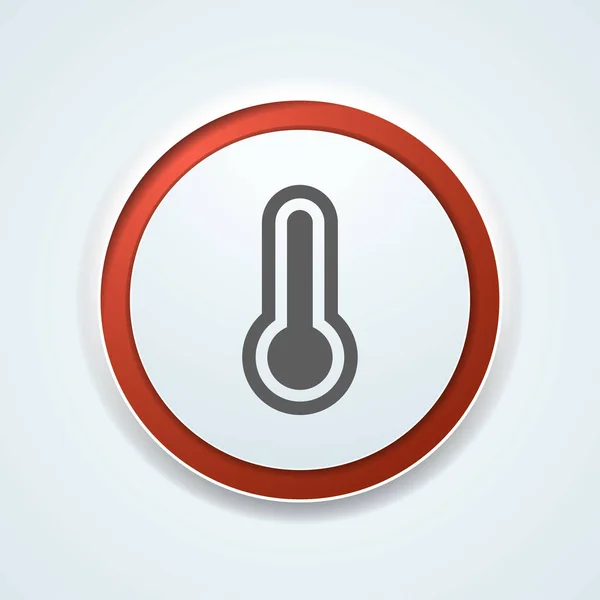 Hőmérséklet Gomb Fehér Alapon Piros Kör — Stock Vector