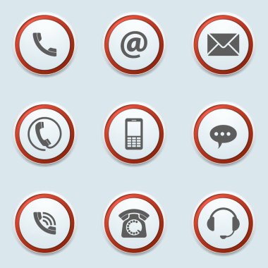 iletişim simgeler, vektör çizim, iletişim merkezi kavram kümesi 