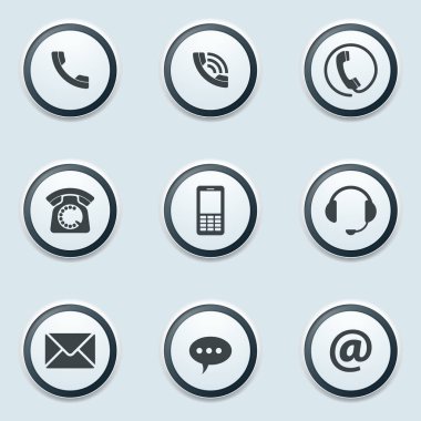 iletişim simgeler, vektör çizim, iletişim merkezi kavram kümesi 