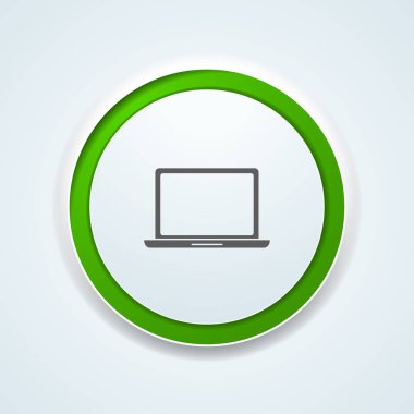 Bilgisayar ile Internet düğmesini işaret beyaz arka plan üzerinde