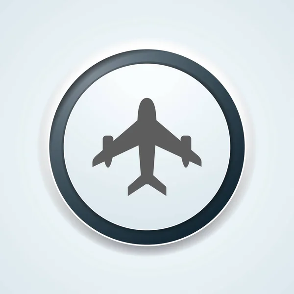 Internet Στρογγυλό Κουμπί Αεροπλάνο Σύμβολο Άσπρο Φόντο — Διανυσματικό Αρχείο