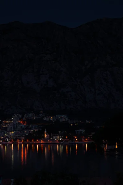 Perast Boka Kotorska Dans Nuit Monténégro — Photo