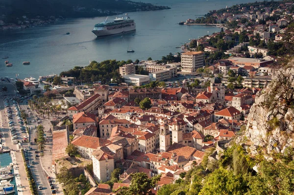 Vista Panorâmica Cidade Costeira Velha Kotor Montenegro — Fotografia de Stock