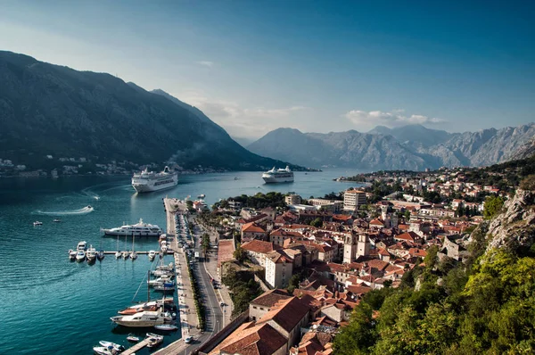 Vista Panorâmica Cidade Costeira Velha Kotor Montenegro — Fotografia de Stock