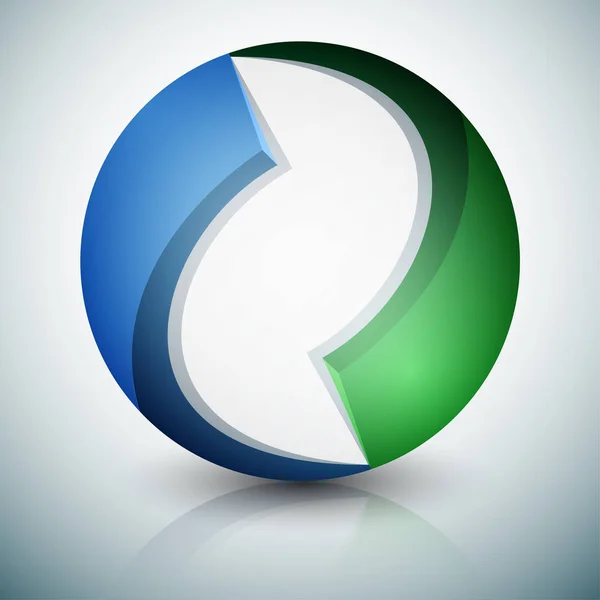 会社のエコ概念図 ベクトル球形の緑および青のロゴ — ストックベクタ