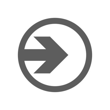 Sağ ok düğmesini beyaz arka plan üzerinde yuvarlak