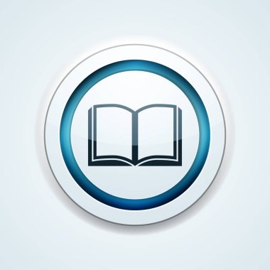 Açık kitap simgesi düğmesini, vektör çizim, eğitim kavramı 