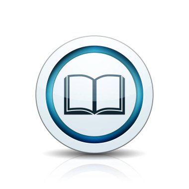Açık kitap simgesi düğmesini, vektör çizim, eğitim kavramı 
