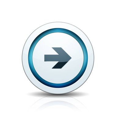 Sağ ok düğmesini beyaz arka plan üzerinde yuvarlak