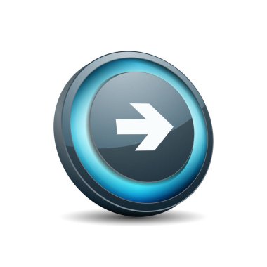 Sağ ok düğmesini beyaz arka plan üzerinde yuvarlak