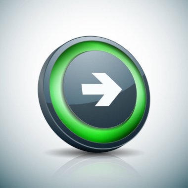 Sağ ok düğmesini beyaz arka plan üzerinde yuvarlak