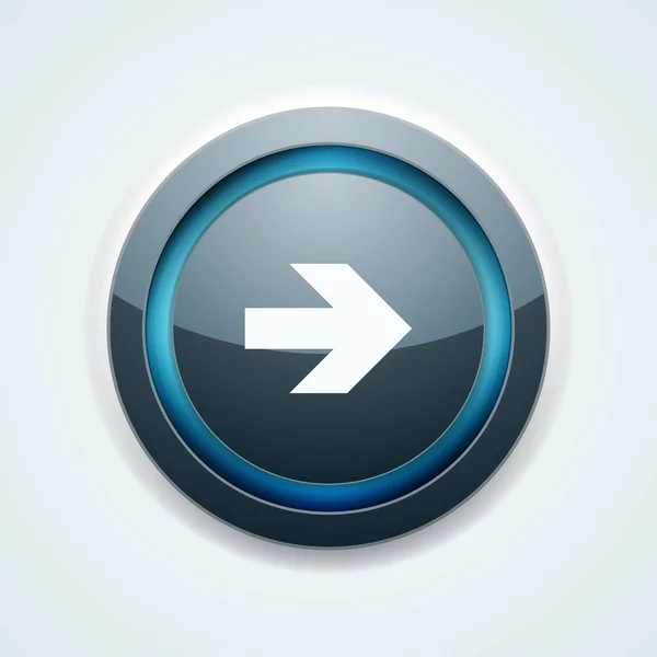 右矢印の丸い白い背景の上のボタン — ストックベクタ
