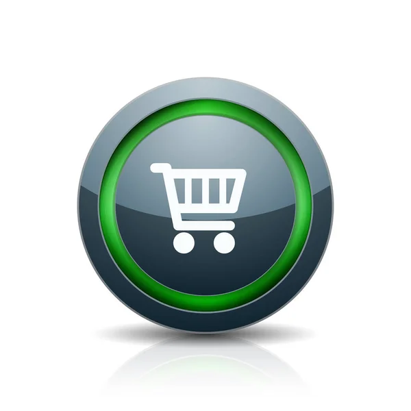 Shopping Cart Button White Background — Stock Vector