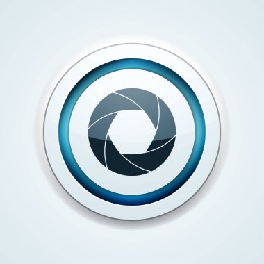 Fotoğraf makinesi obtüratör diyafram simgesi beyaz arka plan üzerinde izole