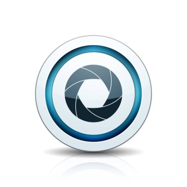 Fotoğraf makinesi obtüratör diyafram simgesi beyaz arka plan üzerinde izole