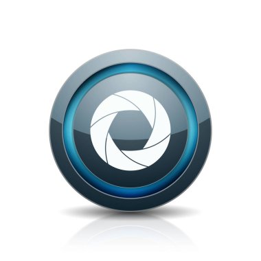 Fotoğraf makinesi obtüratör diyafram simgesi beyaz arka plan üzerinde izole