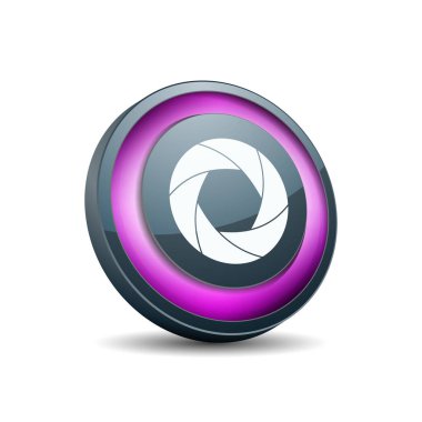 Fotoğraf makinesi obtüratör diyafram simgesi beyaz arka plan üzerinde izole