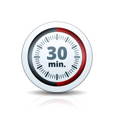 30 dakika zamanlayıcı simgesi, vektör, illüstrasyon