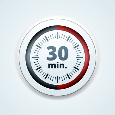 30 dakika zamanlayıcı simgesi, vektör, illüstrasyon