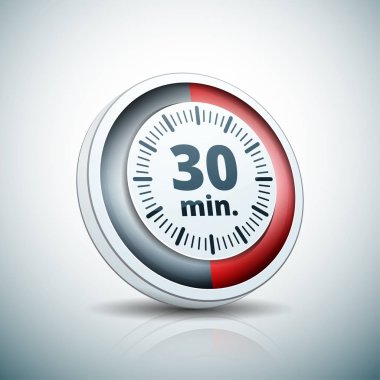 30 dakika zamanlayıcı simgesi, vektör, illüstrasyon