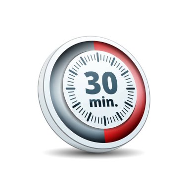 30 dakika zamanlayıcı simgesi, vektör, illüstrasyon