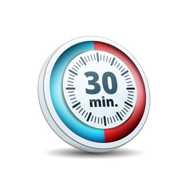 30 dakika zamanlayıcı simgesi, vektör, illüstrasyon