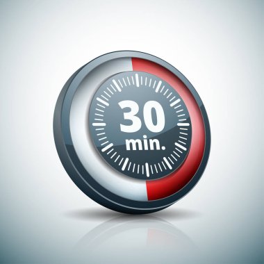 30 dakika zamanlayıcı simgesi, vektör, illüstrasyon