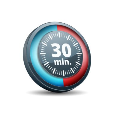 30 dakika zamanlayıcı simgesi, vektör, illüstrasyon
