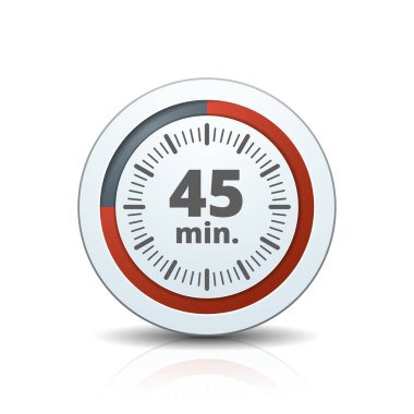 Beyaz arka plan, vektör, illüstrasyon izole 45 dakika zamanlayıcı simgesi