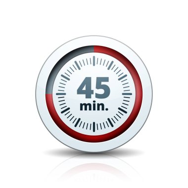 Beyaz arka plan, vektör, illüstrasyon izole 45 dakika zamanlayıcı simgesi