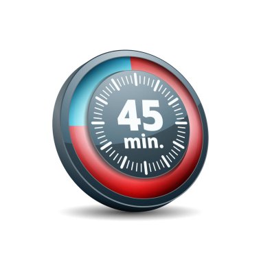 Beyaz arka plan, vektör, illüstrasyon izole 45 dakika zamanlayıcı simgesi