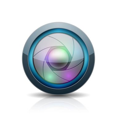 Fotoğraf makinesi obtüratör Diyafram simgesiyle