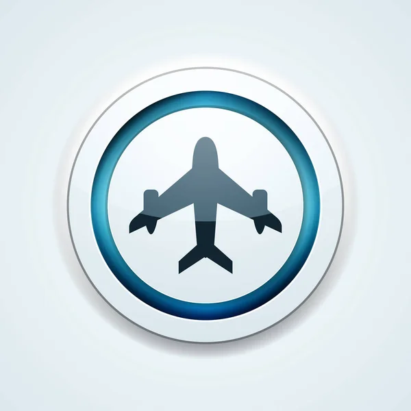 Bouton Rond Internet Avec Panneau Avion Sur Fond Blanc — Image vectorielle