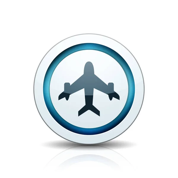 Internet Button Airplane Sign White Background — Stock Vector