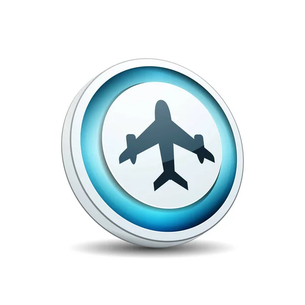 Internet Στρογγυλό Κουμπί Αεροπλάνο Σύμβολο Άσπρο Φόντο — Διανυσματικό Αρχείο
