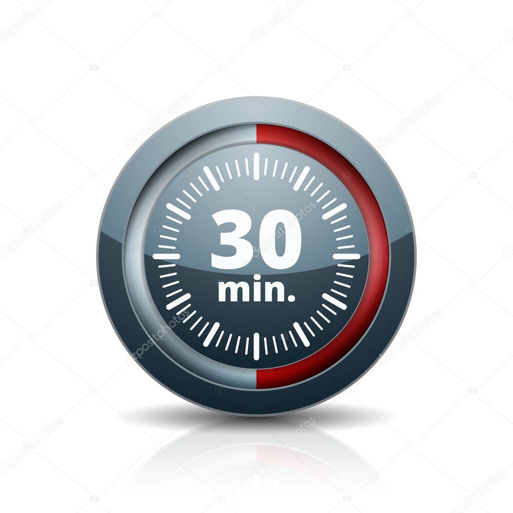 30 Minutes Timer icon, vector, illustration