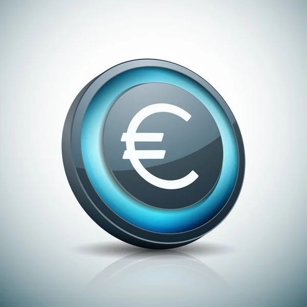 Euro ícone de sinal botão — Vetor de Stock