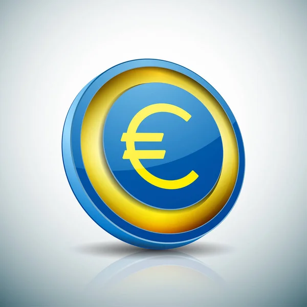 Signo de botón Euro icono — Vector de stock