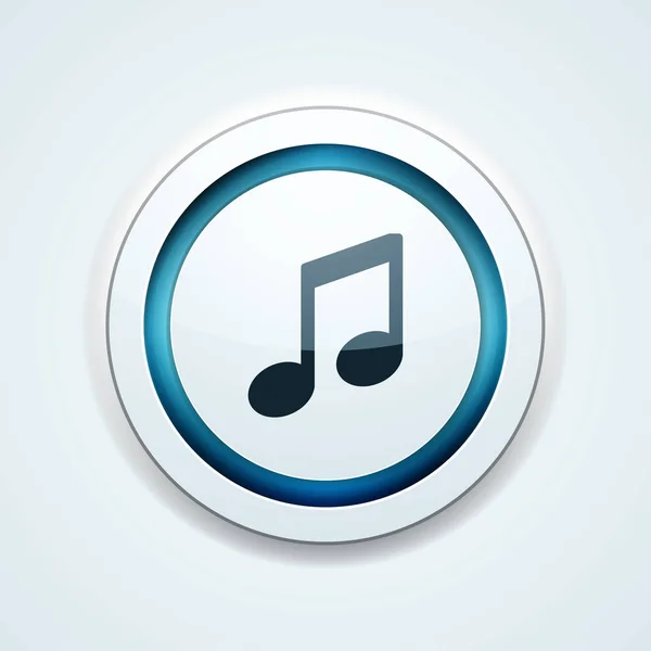 Bouton Rond Internet Avec Note Musique Sur Fond Blanc — Image vectorielle