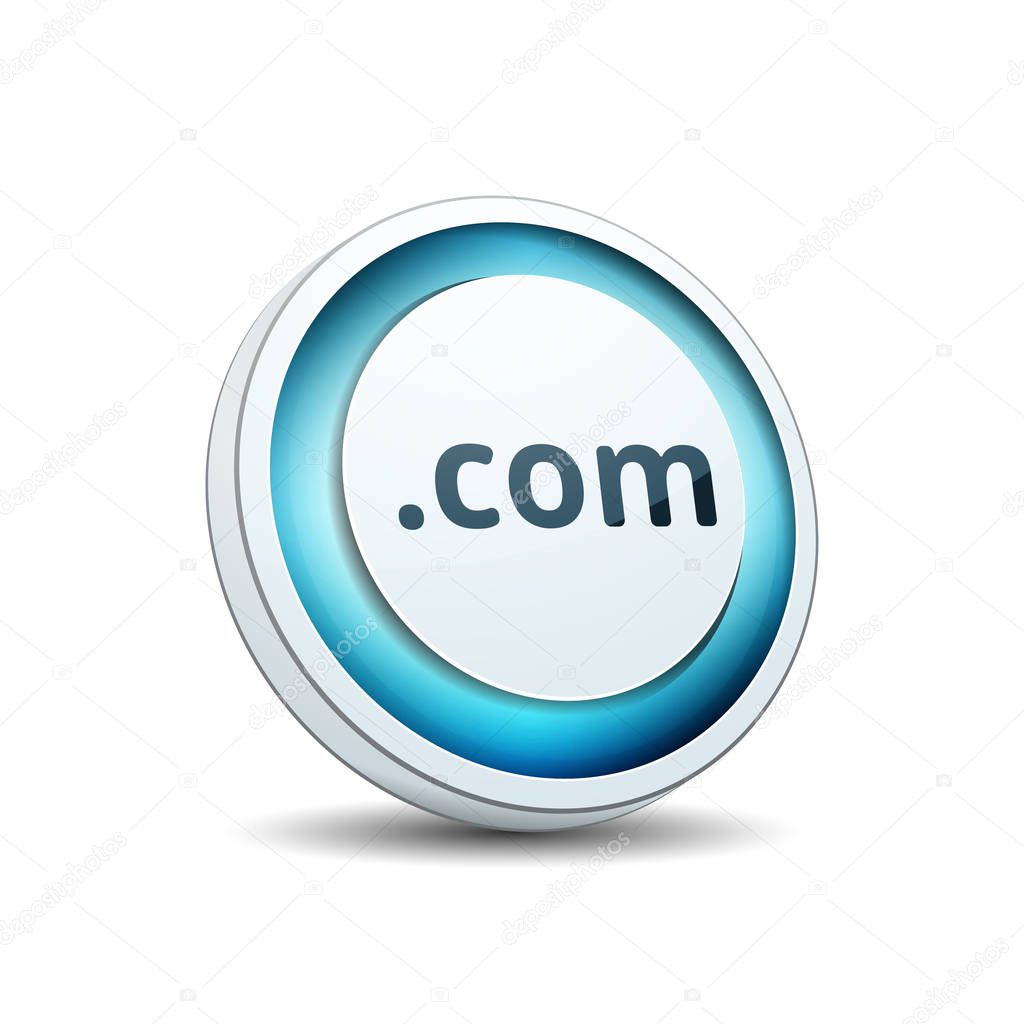 com domain name button, vector, illustration