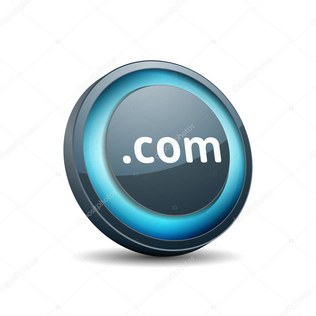 com domain name button, vector, illustration