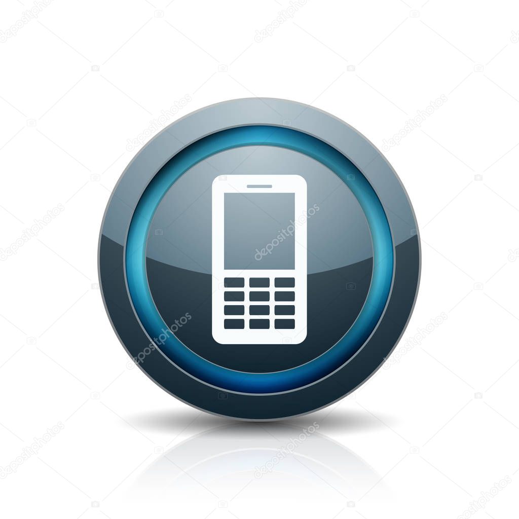 mobile phone flat button, vector, illustration