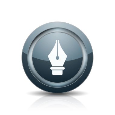 Beyaz arka plan üzerinde kalem işareti olan yuvarlak Internet düğmesini