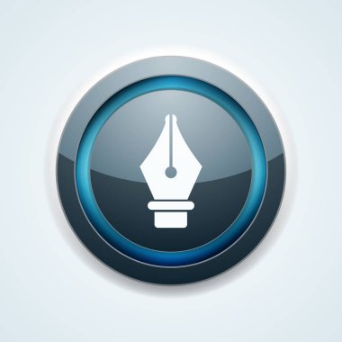 Beyaz arka plan üzerinde kalem işareti olan yuvarlak Internet düğmesini